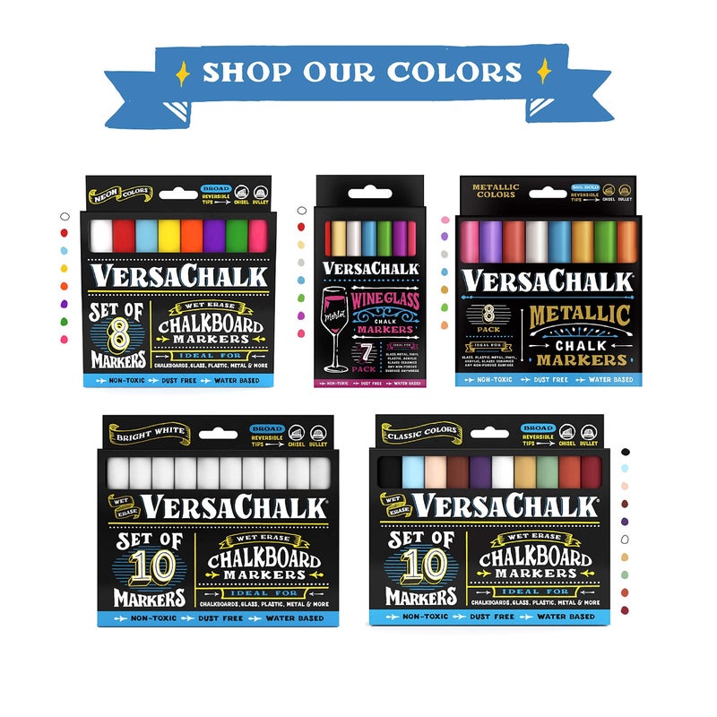 VersaChalk Metallic Liquid Chalk Markers, Set of 8-3mm Tip - Image 3